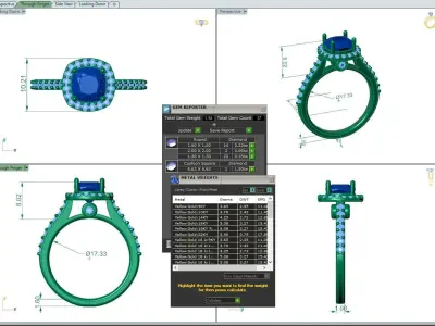 Luxury Engagement Diamond ring qushion 3D print model