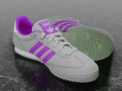 ADIDAS 3D SHOES - WHITE - PURPLE - DRAGON Low-poly 3D model