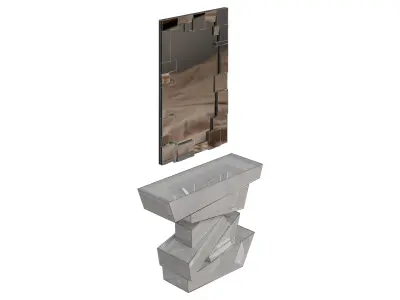 Intricate Sculpture Mirror And Glass Console Table Combo Low-poly 3D model