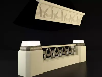 Balustrade pedestal with two lamps 3D model