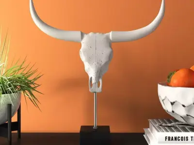 White-Black Buffalo Skull Penncross Bust 3D model