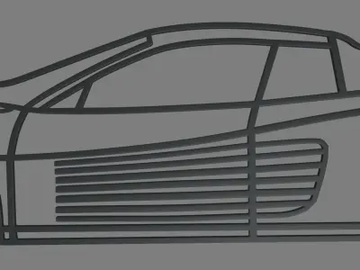 Ferrari Testarossa Wall Silhouette 3D print model
