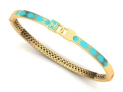 Collection of four branded enamel bracelets 3D print model