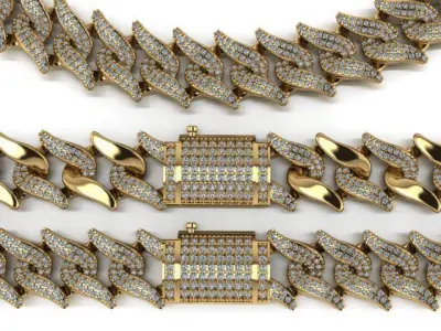 Spiked Cuban Chain 3D print model