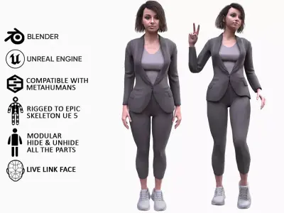 Businesswoman - Modular - Rigged Low-poly 3D model