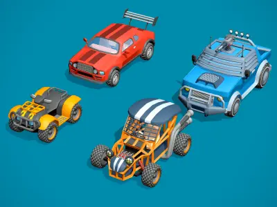 Stylized Toon Muscle Car Low-poly 3D model