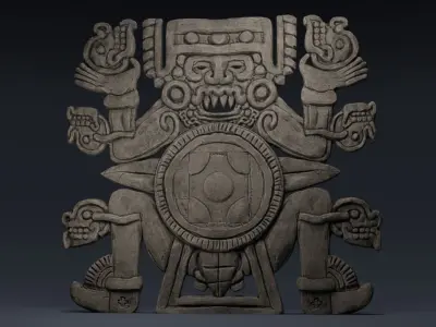 Tlaltecuhtli Statue Low-poly 3D model