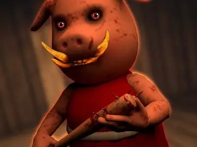 Piggy 3D Model  Rigged Textured Horror Character Maya Low-poly 3D model