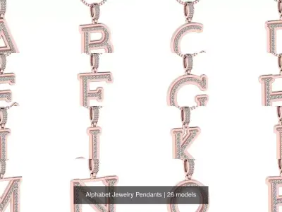 Alphabet Jewelry Pendants 3D Model Pack