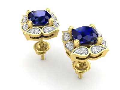 AV 585 Flower Halo Style Stud Earrings 3D print model