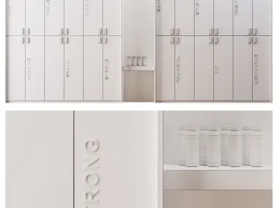 Gym Lockers Set With Smart Lock 3D model