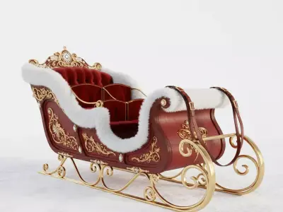 Imperial Crimson Sleigh 3D Model Low-poly 3D model
