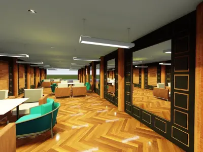 Mini cafe top deck below deck-Wooden concept 3D model