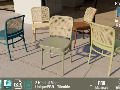 Ton Chair 811 Green Wood Design PBR - Lumion - UE4 Low-poly 3D model