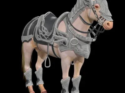 Knight Armored Horse Rig Low-poly 3D model