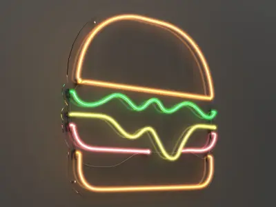 Burger - Neon Sign 3D model