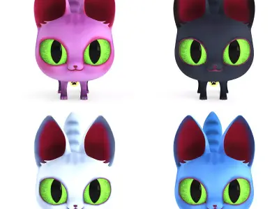 Cartoon Cat Low-poly 3D model 5