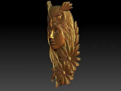1 owl and girl CNC Relief Model 3D print model