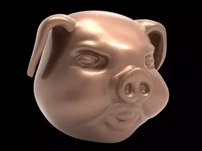 Pig Head Pendant 3D Printable Model  3D print model