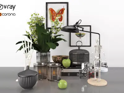 decorative set - scandinavian and minimal 3D model