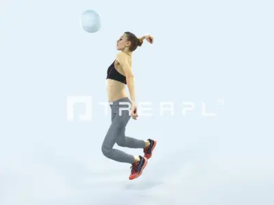 Beauty 17C Jumping Smashing Sports Volleyball Woman Low-poly 3D model
