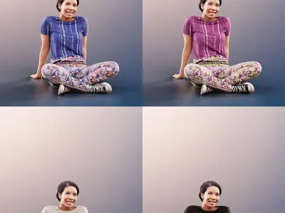 Yanelle 10966 -4 Texturevariations- Black Woman sitting fitness 3D model