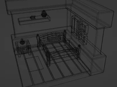 Low poly isometric bedroom Free low-poly 3D model