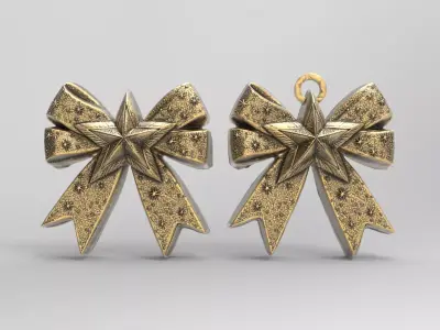 christmas star ribbon bow decor  3D print model