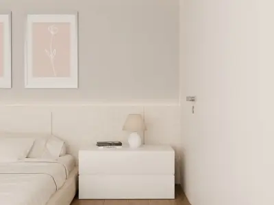 Minimalist beige neutral bedroom architectural visualization Free 3D model