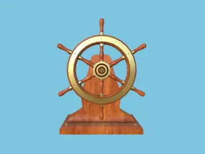 Pirate Ship Wheel 02 - Golden Luxury - Helm Interior Parts Low-poly 3D model