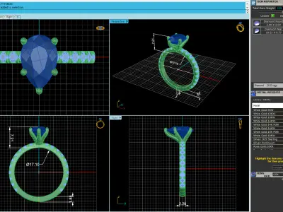 Pav Set Engagement Ring 3D print model