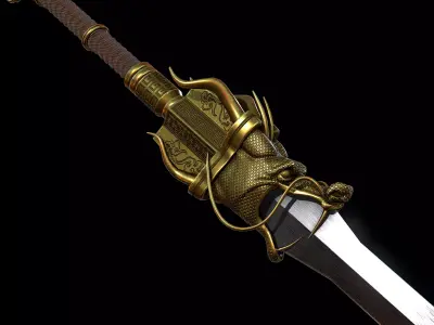 Golden Dragon Sword Low-poly 3D model