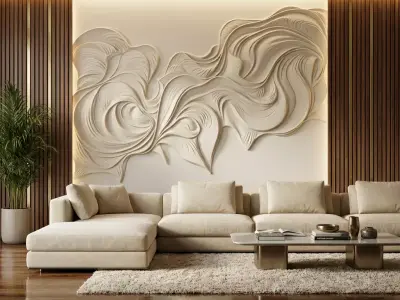 modern panel wall decor set relief mural CNC 155 3D model