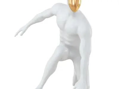 Abstract white mannequin sitting in a superhero pose 133 3D model