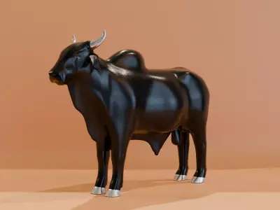 Indian Brahman Bull Architectural Decoration Low-poly 3D model