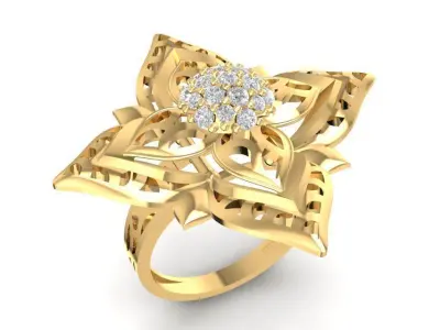 Luxury Star Flower Diamond Ring for Women 3D Model 2090 3D print model