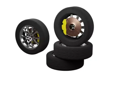 Wheel set Low-poly 3D model