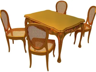 classical Dining set Low-poly 3D model