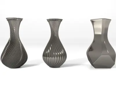 Vases three gold Free 3D model