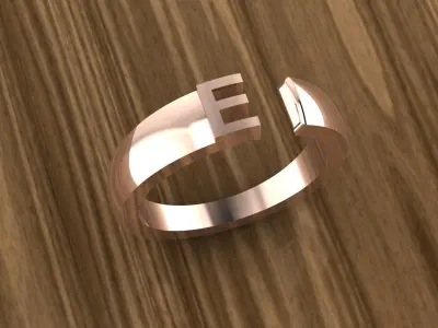 Alphabet Ring E 3D print model
