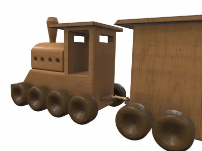 Wooden train toy 2 Free 3D model