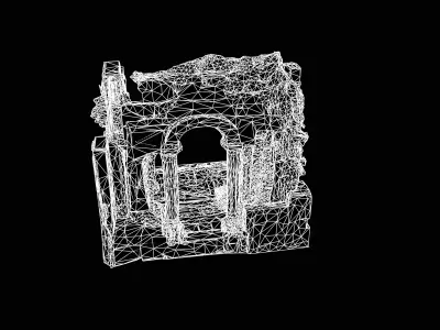 Ancient Courtyard Ruins with Overgrown Foliage 3D model