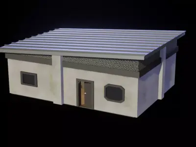 Small 1-Storey Single Floor Suburban Cabin Low-poly 3D model