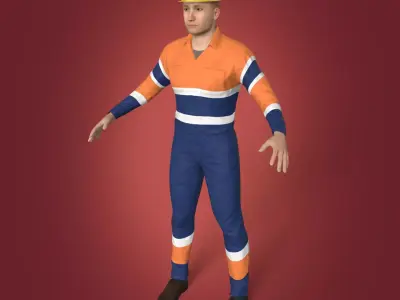 Construction Worker -- with IK and FK Rig Low-poly 3D model