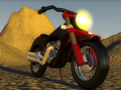 MotorBike two motorcycles parked at sunset 3D model