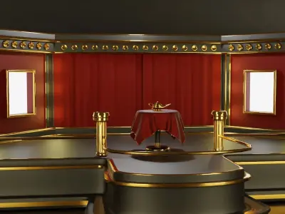 Magic Show Premium Golden Event Stage 3D Modeling 3D model