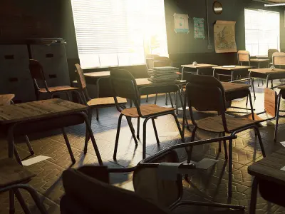  Old Classroom Low-poly 3D model