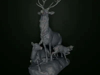 Deer Family 3D print model