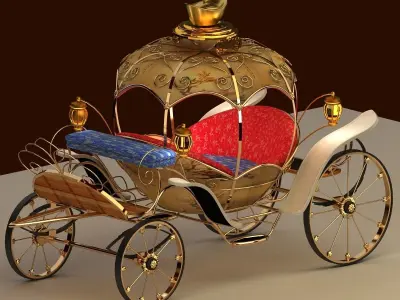 Chinese horse wagon with clock  3D model