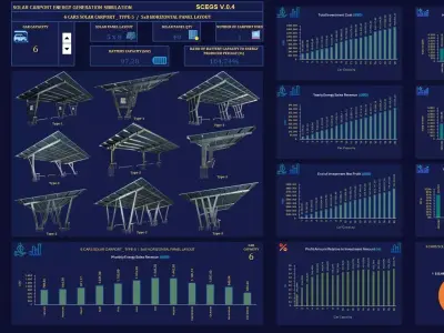 Solar Carport Energy Generation Simulation 3D model